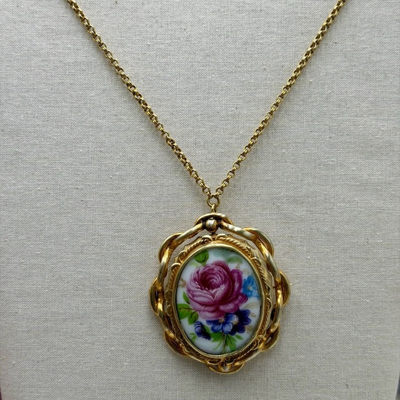 Vintage Floral  Art Glass Brooch/Pendant Spinner - Picture 5 of 6